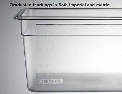 CURTA 6 Pack NSF Food Pans, Half Size 6 Inch Deep, Commercial Polycarbonate Plastic Clear Freezer-Safe