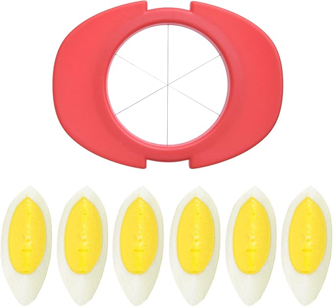Egg Slicer Set with 3 Cutters - Cut Boiled Eggs into Thin Slices, Wedges or Halves - Easy Manual Egg Slicing - No Power, No Noise - Great for Sandwiches, Salads and Hors d'Oeuvres - With Slicer Stand