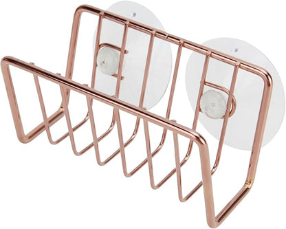 Blueden Soap Sponge Holder for Kitchen Sink Shower, No Drilling. Rustproof Stainless Steel, Wall Mounted Soap Holder Soap Tray Bar Holder with Suction Cups for Bathroom & Kitchen. Rose Gold.