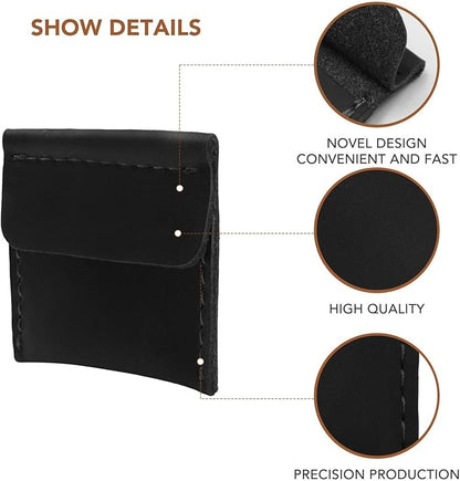 Ringsun Genuine Leather Ring Pouch, Handcrafted Small Ring Box for Men & Women, Portable Jewelry Organizer and Storage Gifts for Women for Marriage Travel Proposal Engagement Wedding, Black