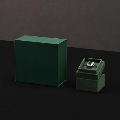 Oirlv Ring Gift Box with Lid Green Magnetic Boxes for Wedding Proposal Gift Birthday Present with Card(Green)