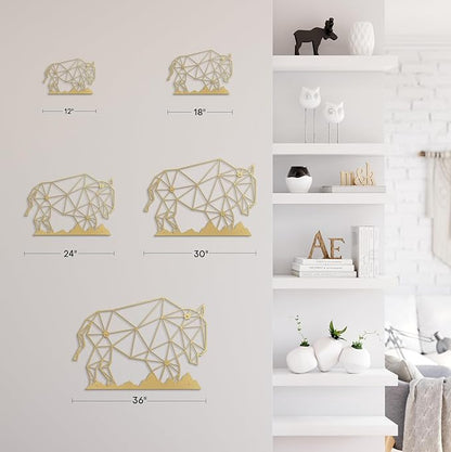SIGNLEADER Metal Wall Art Decor Cow Wildlife Modern Abstract Wall Sculpture Hangings Home Decoration for Living Room, Bedroom, Bathroom, Kitchen, Outdoor - 36" Gold