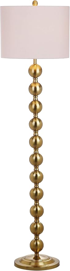 SAFAVIEH Lighting Collection Reflections Modern Farmhouse Stacked Ball Brass 59-inch Living Room Bedroom Home Office Standing Floor Lamp (LED Bulb Included)
