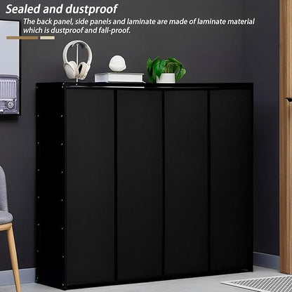 Bamboo Shoe Cabinet, 8-Tier Shoe Storage Cabinet with Doors, Freestanding Bamboo Shoe Rack Organizer with Shelves for Entryway, Hallway, Closet, Living Room