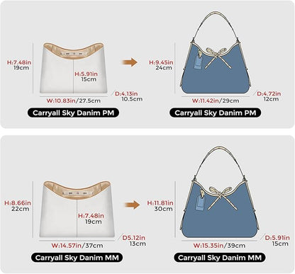 GIVLEFLY Purse Organizer Insert Fit for Carryall PM and Denim Tote Bag Organizer Insert with Cup Holder, Light Weight Dividers for Inside Purse with Built-In Zipper Pocket (Beige Lining,Medium)