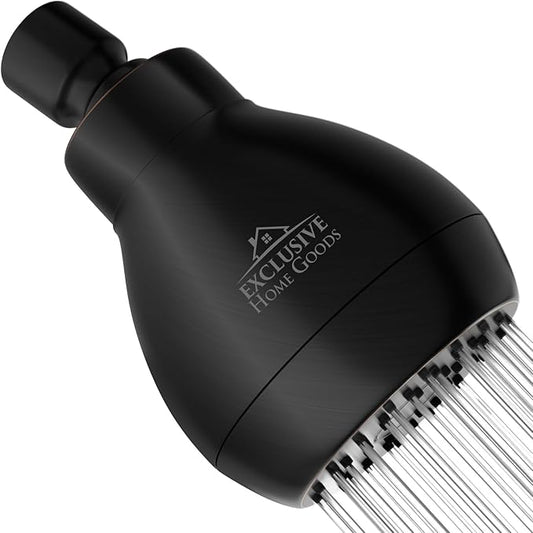 High Pressure Shower Head - Powerful Deluxe Bathroom Showerhead with Strong Spray Stream and Small Silicone Nozzles - Universal Fit Works with High and Low Water Flow Showers