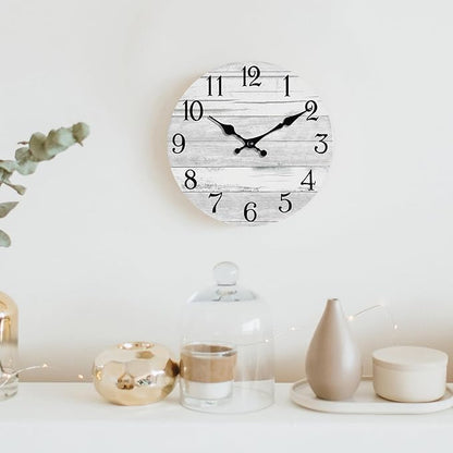 KECYET Wall Clock Battery Operated 14 Inch Large Gray Silent Non Ticking Country Rustic Design Vintage Retro Decorative for Bathroom Kitchen Bedroom