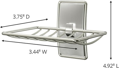 Command Soap Dish for Shower, Damage-Free Hanging, No Tools Soap Holder for Holiday Guests, 1 Satin Nickel Dish and 2 Water-Resistant Strips