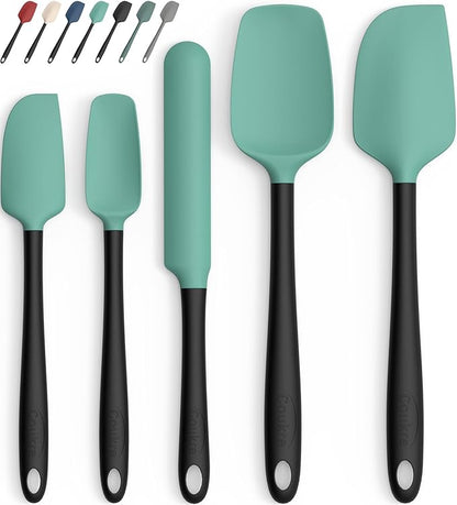 Coukre Silicone Spatula Set of 5,High Temperature Resistant, Food Grade Silicone, Dishwasher Safe, for Baking, Cooking (Aqua Green)