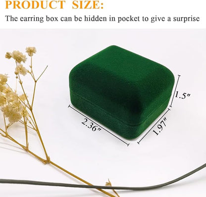 GBYAN 2 Pieces Velvet Earring Box,Stud Earring Gift Box,Jewelry Display Case for Proposal,Engagement,Wedding and Birthday,Green