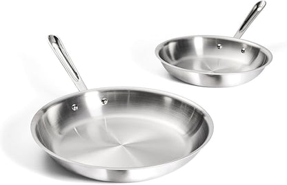 All-Clad D3® Stainless Steel 10 and 12 inch Frying Pans Set - Made in the USA- The Original Bonded Professional Cookware- Oven Safe & Induction Compatible