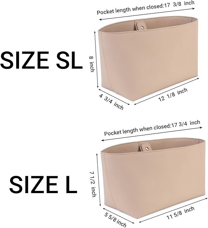 Vegan Leather Tote Bag Organizer Insert,Multi-Pocket Purse Organizers,with 15-Inch Laptop Compatible with LV Neverfull MM、Saint Laurent Tote and More(L)