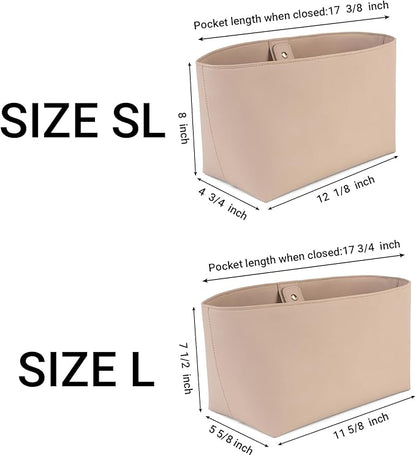 Vegan Leather Tote Bag Organizer Insert,Multi-Pocket Purse Organizers,with 15-Inch Laptop Compatible with LV Neverfull MM、Saint Laurent Tote and More(L)