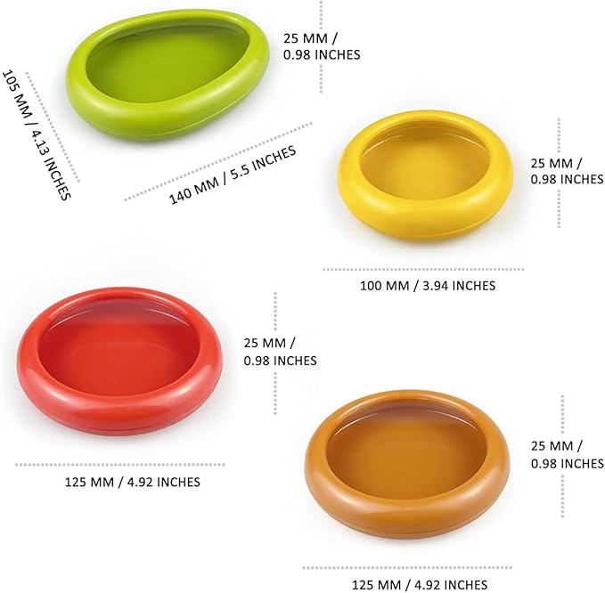 Silicone Fruit And Vegetable Containers For Fridge, Reusable For Food Storage, Fresh Stretch Pods For Food Saver (Green,Red,Yellow,Brown) - 4 Pieces
