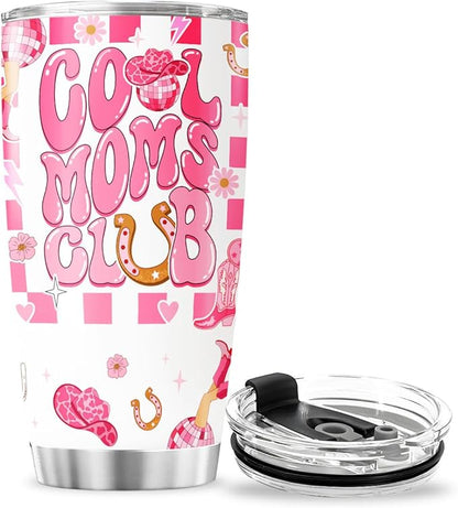 Cool Moms Nutrition Facts, Tumbler 20 Oz With Lid And Straw, Mom Simply Checkered Simple Handle Stainless Women Water Funny Mama Day Steel Hot, Cool Moms Club Gifts