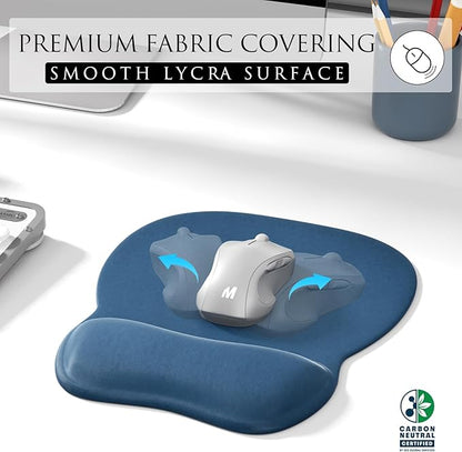 MROCO Ergonomic Mouse Pad with Gel Wrist Rest, 9.4 x 8.1 in, Navy Blue | Ergonomic Shape Design, Multiple Pattern Options, Gel Wrist Comfort, Smooth Lycra Surface, Non-Slip PU Base