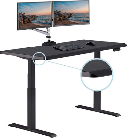 Vari ComfortEdge 60x30 Inch Adjustable Electric Standing Desk – Sit Stand VariDesk with Memory Presets, Sloped Edge, 200 LB Capacity + Tool-Free Assembly (Black Top/Black Legs)