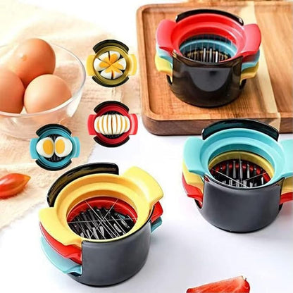4-in-1 Stainless Steel Egg Slicer for Hard Boiled Eggs, Fruits & More – Effortless Egg Cutter for Salads, Sandwiches, Charcuterie Boards – (Perfect for Strawberries, Bananas, Grapes)