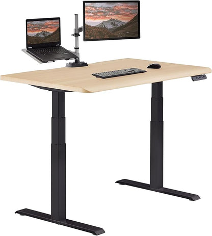 Vari ComfortEdge 48x30 Inch Adjustable Electric Standing Desk – Sit Stand VariDesk with Memory Presets, Sloped Edge, 220 LB Capacity + Tool-Free Assembly (Light Wood Top/Black Legs)