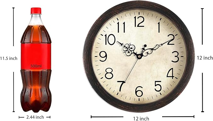KECYET Wall Clock 12 Inch Vintage Wall Clocks Battery Operated Quartz Silent Non-Ticking Retro Rustic Style Clock Decorative for Living Room, Home Office, Kitchen,Bedroom (Bronze)