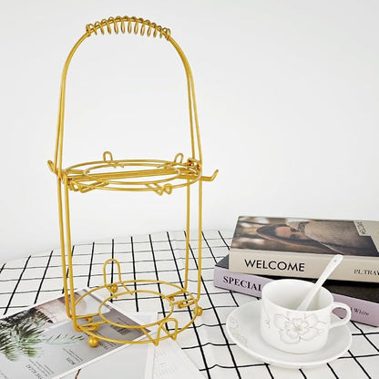 YY YEARCHY Coffee Cup Stand Holder Display Stand Mug Tea Rack Cup and Saucer Countertop Storage Organizer Dryer Hook Decoration (13.4" X 6" X 6", Yellow)