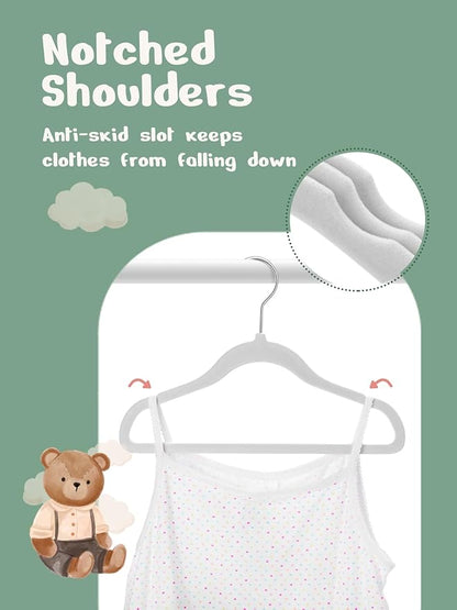 HOUSE DAY 11 Inch Velvet Baby Hangers 50 Pack Grey, Premium Kids Hangers for Children, Infant & Toddler Clothes, Durable Non Slip Small Baby Felt Hanger for Closet, Ideal for Everyday Use