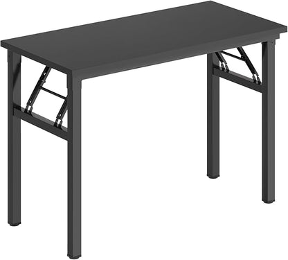 DlandHome Folding Desk Small Desk 31.5 inches Computer Desk for Home Office Folding Table Writing Table for Small Spaces No Assembly Required Black & Black Frame
