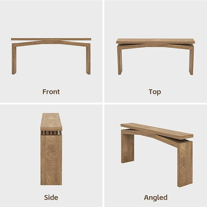 Console Table for Entryway Living Room, 63-Inch Wooden Rectangular Sofa Tables Narrow Long Behind Couch, Large Farmhouse Foyer Entrance Table for Home, Hallway, Apartment, Natural Brown