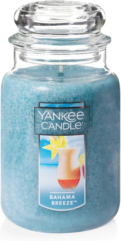 Yankee Candle Bahama Breeze Scented Classic 22oz Large Jar Single Wick Candle Over 110 Hours of Burn Time Perfect for Tropical Beach-Themed Setting Perfect for Gifting