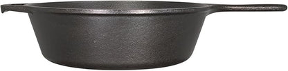 Lodge 5 Quart Pre-Seasoned Cast Iron Deep Skillet - Signature Teardrop Handle & Assist Handle - Use in the Oven, on the Stove or Grill, or Over a Campfire - Black