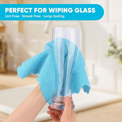 Orighty Microfiber Cleaning Cloth, 24 Pack Highly Absorbent Cleaning Rags, Household Cleaning Supplies, Reusable Microfiber Towels Lint Free Cloths for House, Kitchen, Car Care, 12x11 inch
