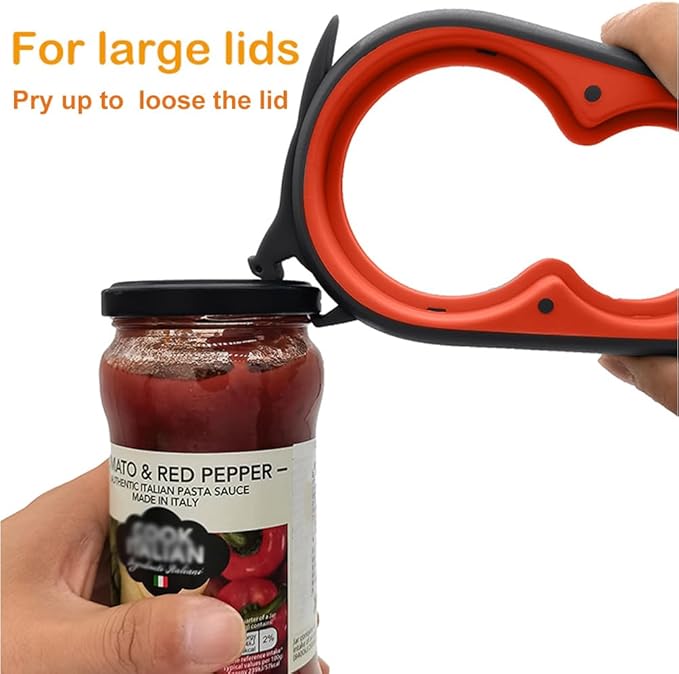 Otstar Jar Opener Bottle Opener and Can Opener for Weak hands, Seniors with Arthritis and Anyone with Low Strength, Mutil Jar Opener Get Lids Off Easily (Black and Red)