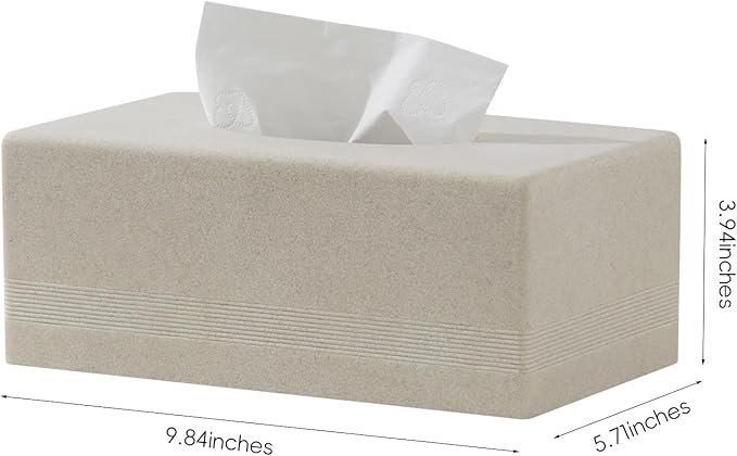 Haocoott Tissue Box Cover Rectangle, Resin Facial Tissues Holder Covers Rectangular Toilet Paper Holder Case Dispenser Home Decorative for Bathroom Kitchen Bedroom Living Room Office (Beige)