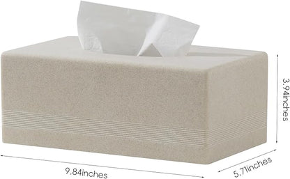 Haocoott Tissue Box Cover Rectangle, Resin Facial Tissues Holder Covers Rectangular Toilet Paper Holder Case Dispenser Home Decorative for Bathroom Kitchen Bedroom Living Room Office (Beige)