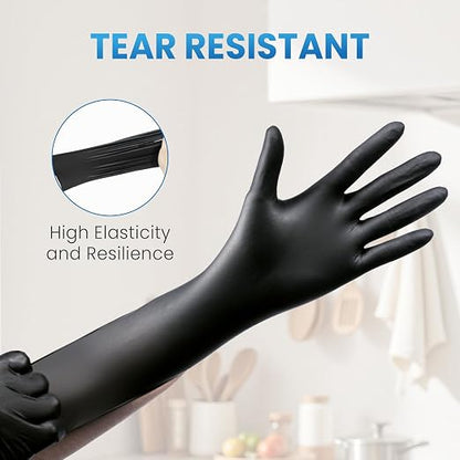 Borje Nitrile Gloves Large, 1000 Count Disposable Gloves, Black, Latex-Free Powder-Free, Medical Exam, Food Safe, Cleaning, Cooking