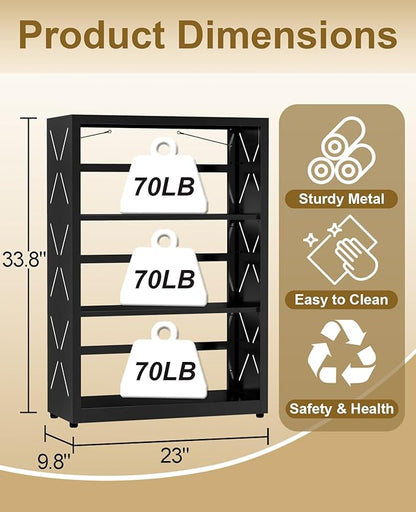 METALOONG Metal Book Shelf, 3-Tier Adjustable Bookcase with Anti-Tip Kit & Leveling Feet, Heavy-Duty Metal Storage Organizer, Modern Corner Shelves for Bedroom, Garage, Home Office