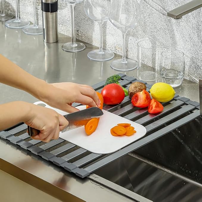 Mistifi Sink Drying Rack Over-The-Sink Dish Drying Rack – Expandable & Adjustable Stainless Steel Rack, Space-Saving Countertop Organizer