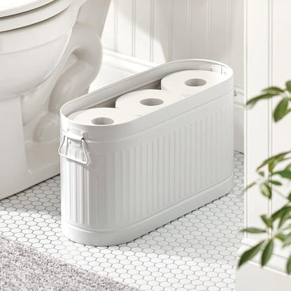 mDesign Toilet Roll Holder for 6 Rolls – Freestanding Metal Bathroom Storage for Toilet Roll – Compact Toilet Roll Storage for Main or Guest Bathroom – Light Grey