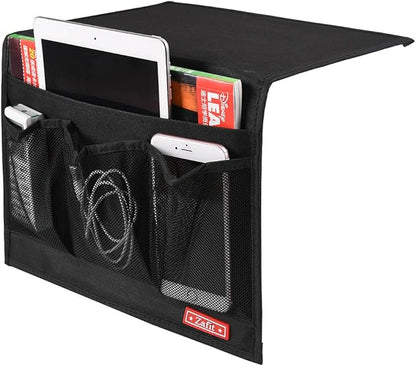 Zafit Bedside Storage Organizer - Table Cabinet Organizer Caddy for Remotes, Phone, Glasses (Classic 4 Pockets - Black)