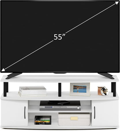 Furinno Jaya Entertainment Center Stand Unit/TV Desk for up to 55 inch, White/Black