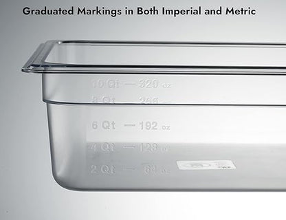 CURTA 6 Pack NSF Food Pans, Full Size 4 Inch Deep, Commercial Polycarbonate Plastic Clear Freezer-Safe