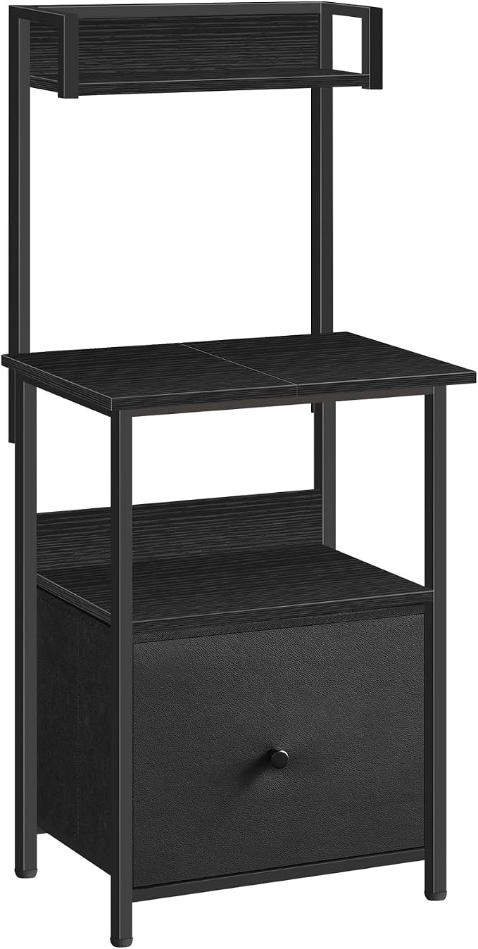 MAHANCRIS Printer Table with Storage, Home Printer Stand with File Cabinet, Fits A4/Letter Size Files, Printer Cabinet with Large Tabletop, Display Shelf, for Home Office, Black PTBK3501