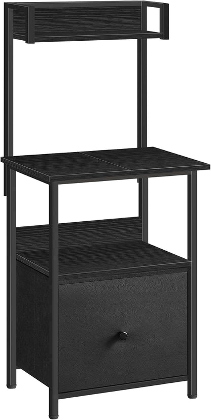 MAHANCRIS Printer Table with Storage, Home Printer Stand with File Cabinet, Fits A4/Letter Size Files, Printer Cabinet with Large Tabletop, Display Shelf, for Home Office, Black PTBK3501