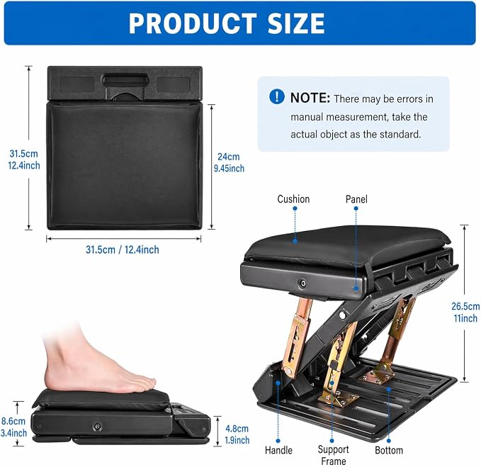 Foot Rest for Under Desk at Work 4-Level Height Adjustable, Ergonomic Foldable Footrest for Office, Gaming,Computer, Soft & Removable Pad Desk Foot Stool Suitable for All Seasons