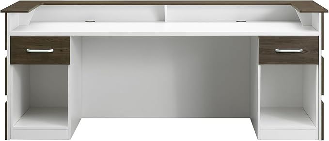 Mares 87" Wood Office Reception Desk Counter & Drawers w/Telescopic Rails & Chrome Handles | Cable Grommet Holes | Option to Add Logo | Front Table Furniture Nail Hair Beauty Salon Spa Restaurant