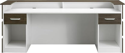 Mares 87" Wood Office Reception Desk Counter & Drawers w/Telescopic Rails & Chrome Handles | Cable Grommet Holes | Option to Add Logo | Front Table Furniture Nail Hair Beauty Salon Spa Restaurant