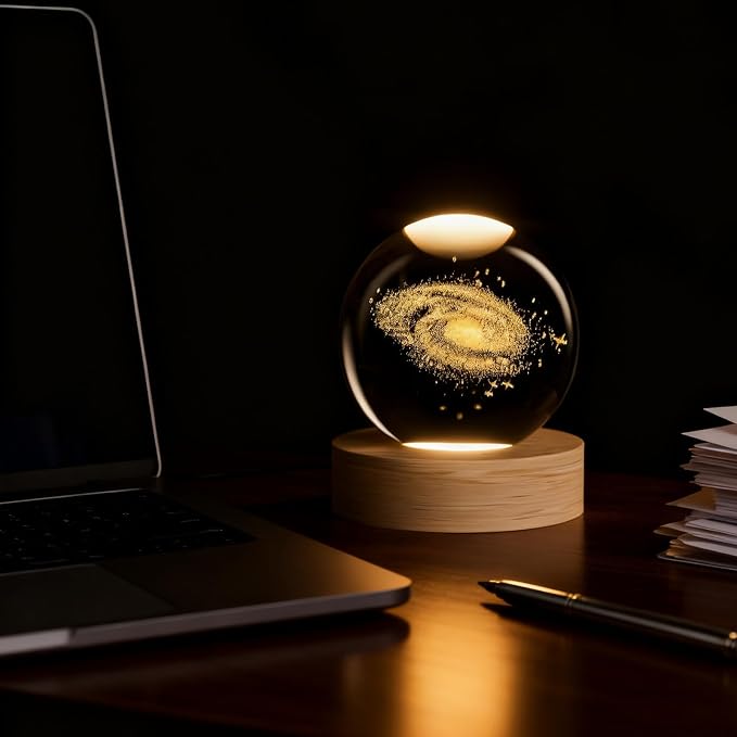 3D Galaxy Crystal Ball, 2.4 inch Universe Gifts Decorative Quartz Glass Ball, Space Astronomy Decor Present Glass Sphere, Physics Display Sculpture Home Decor Crafts for Office Desk Home