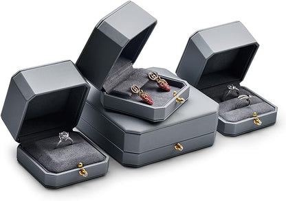Octagonal Jewelry Single Ring Box PU Leather Ring Box for Proposal