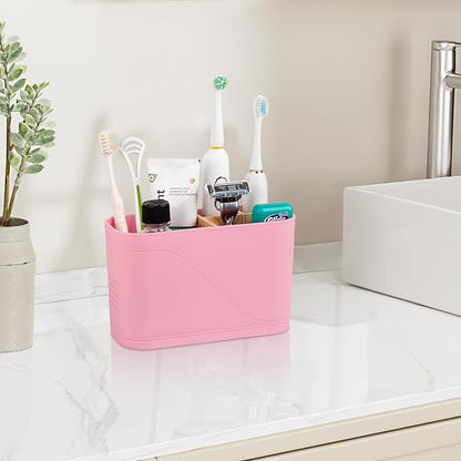 Toothbrush Holders for Bathrooms, Electric Tooth Brush Holder with Bamboo Dividers Kids Toothbrush and Toothpaste Organizer for Bathroom Countertop Accessories Storage, 4 Slots, Pink