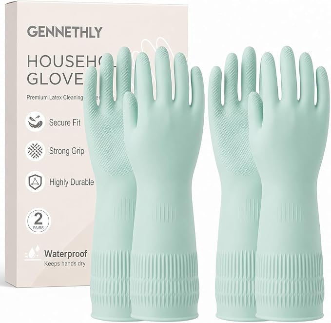 Rubber Dishwashing Gloves, Reusable Cleaning Dish Gloves for Kitchen, Long Cuff for Washing Dishes